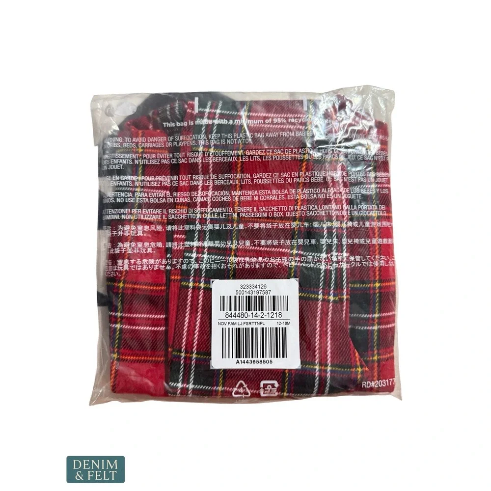 NEW Gap Kids Organic Cotton Red Tartan Plaid Holiday Pajama Set Cozy 2 Years